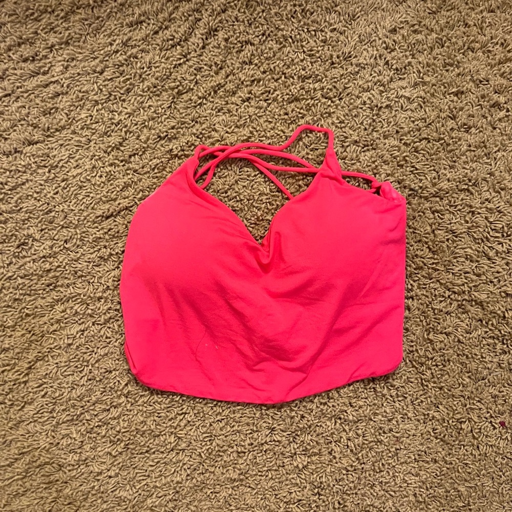 Klassy Network strappy pink cropped shirt, Size M pads included